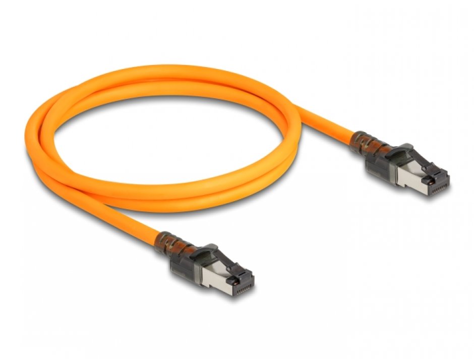 Imagine Cablu de retea RJ45 Cat.6A S/FTP T-T cu port finder Self Tracing USB-C 1m Orange, Delock 80405